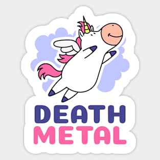 Death metal happy pink and purple unicorn joke Sticker